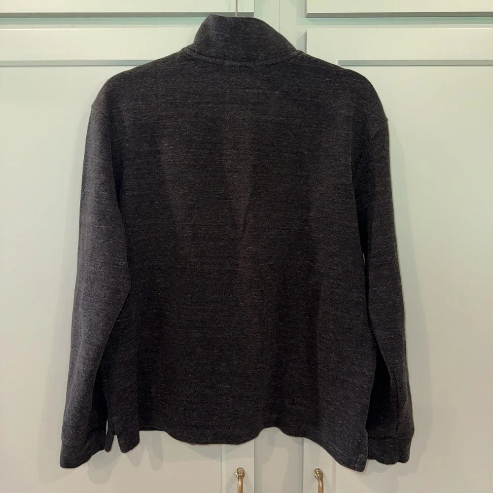 Polo Ralph Lauren Mens Quarter Zip Pullover Sweater Heather Grey Medium Cotton